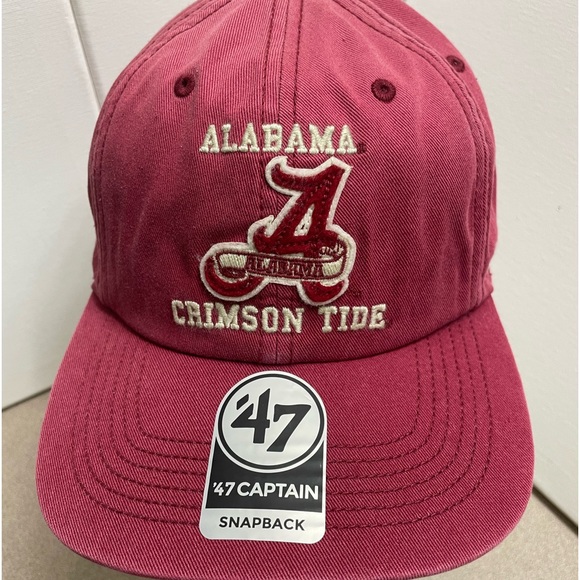 Alabama Crimson Tide Snapback Hat Cap 47 Brand Captain Distressed Vintage Style - Picture 1 of 9